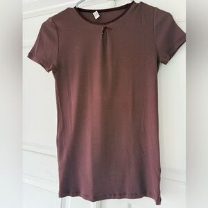 Brunello Cucinelli Plum-Burgundy Knit Top with Front Tie